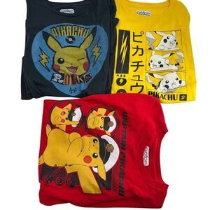 Pokemon Pikachu Graphic T Shirt Bundle Lot 3 Adult Small Kidcore Anime Gamer Y2K
